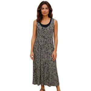 Avenue Black and Cream Paisley Maxi Dress